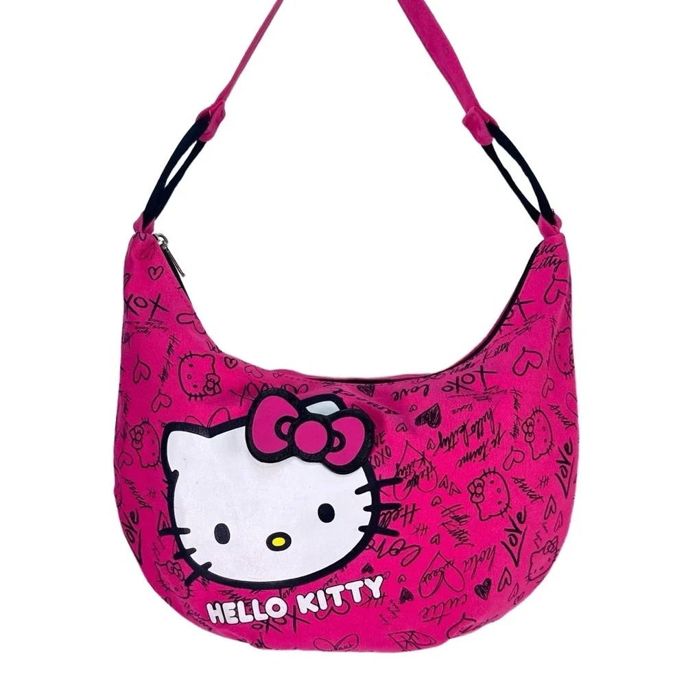 Hello Kitty Hot Pink Shoulder Bag | Sanrio‎ Purse Zip Handbag | Y2K Style